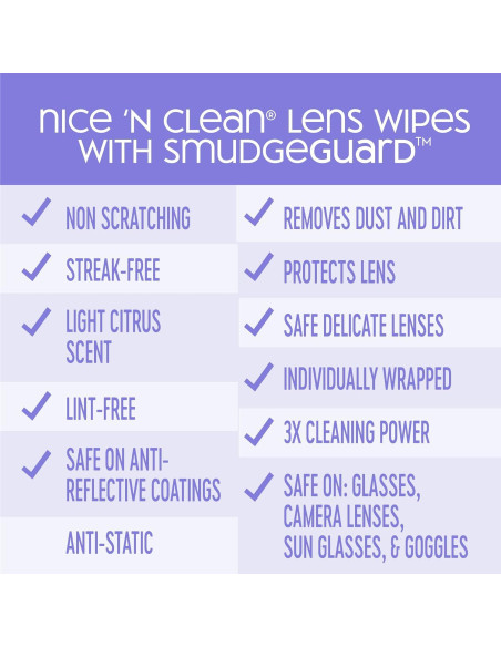 Toallitas para Lentes Nice 'N CLEAN 400 Unidades Sin Amoníaco