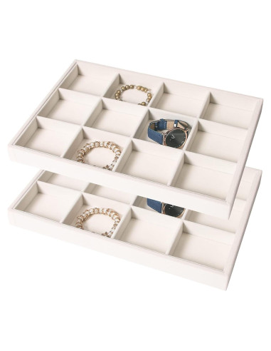 Organizador de Joyería Coward 2 Piezas Terciopelo Beige