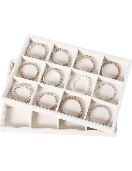 Organizador de Joyería Coward 2 Piezas Terciopelo Beige