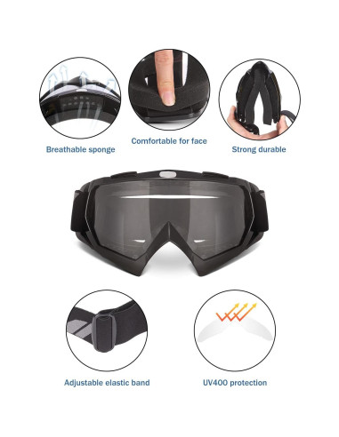 Gafas de Motocross KEMIMOTO - Protección UV y Lentes Flexibles