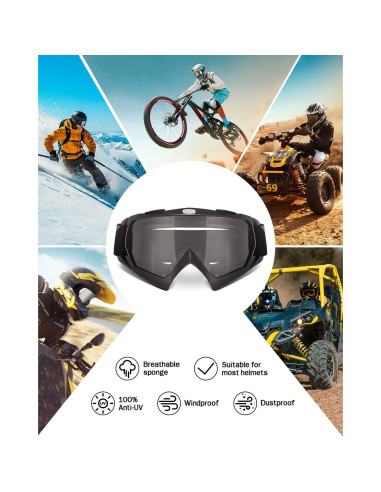 Gafas de Motocross KEMIMOTO - Protección UV y Lentes Flexibles