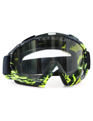 Gafas de Motocross ZukMi Verde Negro Lente Clara Ajustables