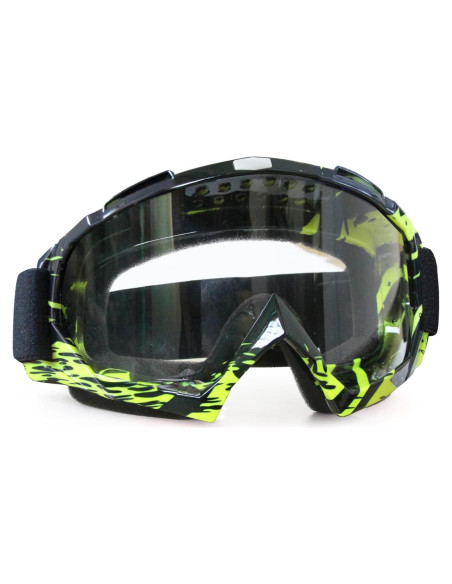Gafas de Motocross ZukMi Verde Negro Lente Clara Ajustables