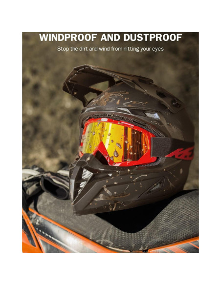 Gafas de Motocross KEMIMOTO Rojo Lente Rojo UV 100%