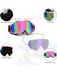 Gafas de Motocross ZukMi Unisex con Lente Rosa y Marco Flexible 2