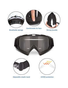 Gafas de Motocross KEMIMOTO - Protección UV y Lentes Flexibles 2