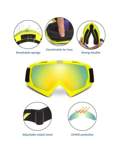 Gafas de Motocross KEMIMOTO - Lentes Amarillo-Dorado UV 2