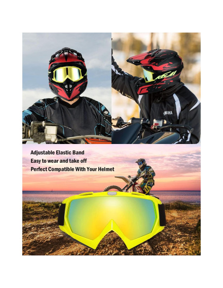 Gafas de Motocross KEMIMOTO - Lentes Amarillo-Dorado UV