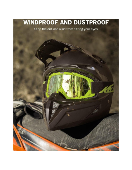 Gafas de Motocross KEMIMOTO - Lentes Amarillo-Dorado UV