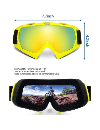 Gafas de Motocross KEMIMOTO - Lentes Amarillo-Dorado UV