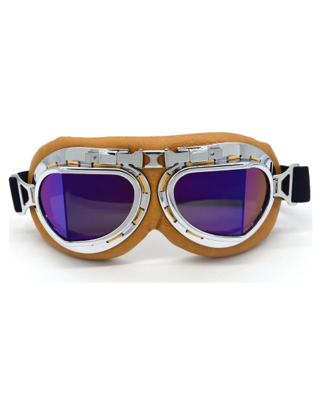 Gafas de Motocicleta Evomosa MG55 Plata Lente Azul Antiniebla