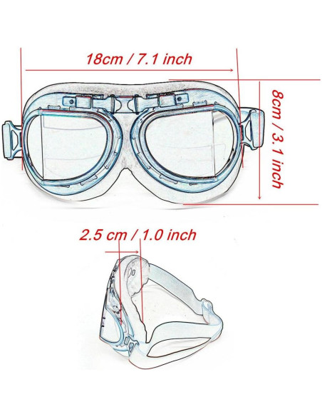 Gafas de Motocicleta Evomosa MG55 Plata Lente Azul Antiniebla