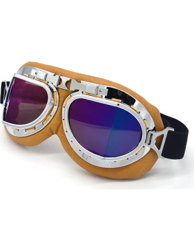 Gafas de Motocicleta Evomosa MG55 Plata Lente Azul Antiniebla