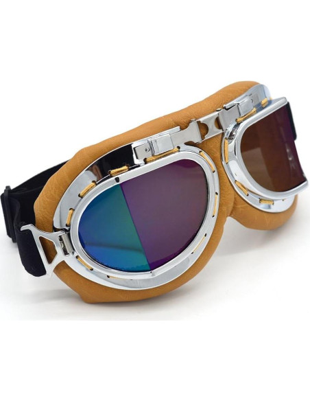 Gafas de Motocicleta Evomosa MG55 Plata Lente Azul Antiniebla