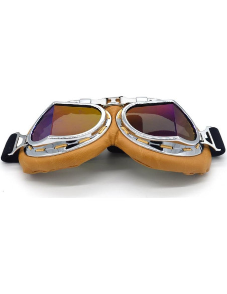 Gafas de Motocicleta Evomosa MG55 Plata Lente Azul Antiniebla