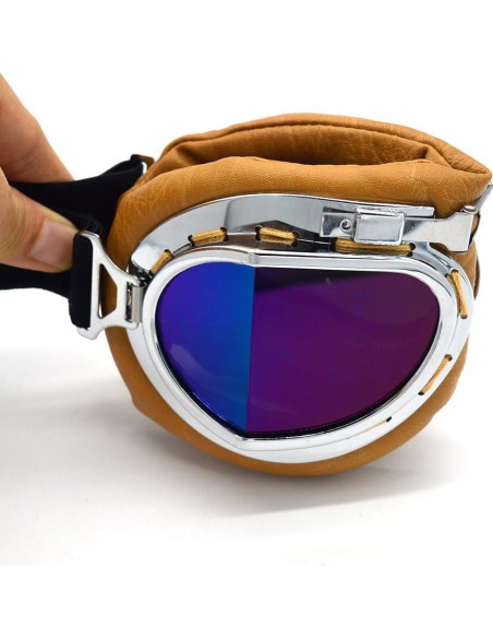 Gafas de Motocicleta Evomosa MG55 Plata Lente Azul Antiniebla