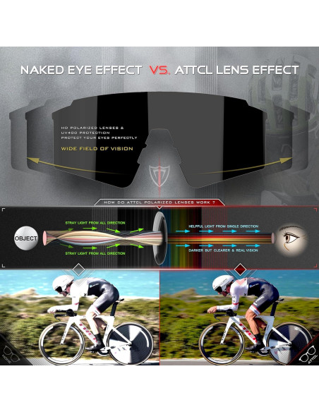 Gafas de sol ATTCL para ciclismo UV400, diseño ergonómico