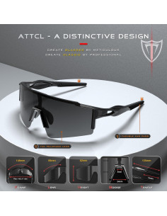 Gafas de sol ATTCL para ciclismo UV400, diseño ergonómico 2