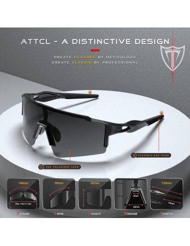 Gafas de sol ATTCL para ciclismo UV400, diseño ergonómico