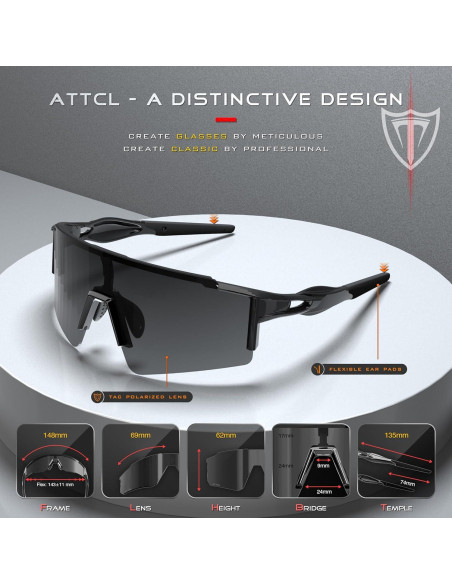 Gafas de sol ATTCL para ciclismo UV400, diseño ergonómico