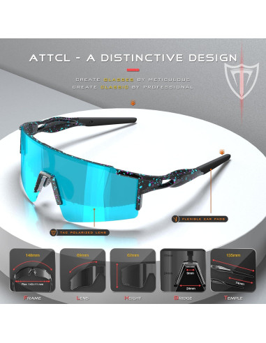 Gafas de sol ATTCL para ciclismo UV400, diseño ergonómico