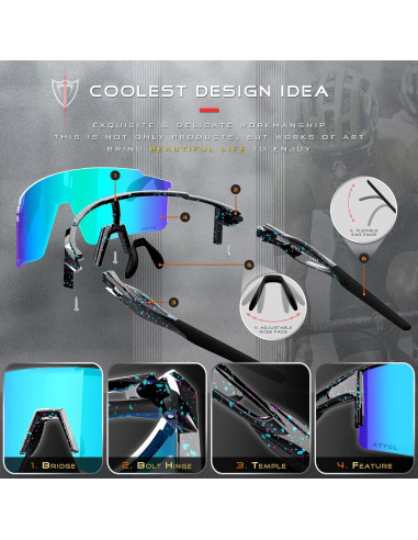 Gafas de sol ATTCL para ciclismo UV400, diseño ergonómico