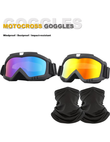 Gafas de Motocross Immoono con Bufanda - A prueba de Viento