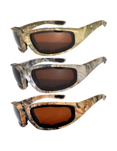 Paquete de 3 Gafas de Motocicleta Acolchadas Camo UV400