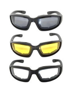 Paquete de 3 Gafas de Motocicleta Acolchadas UV400 2