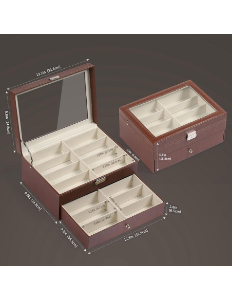Caja de Almacenamiento de Gafas AUTOARK 16 Compartimentos Marrón