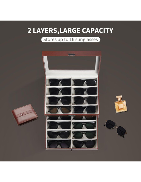 Caja de Almacenamiento de Gafas AUTOARK 16 Compartimentos Marrón