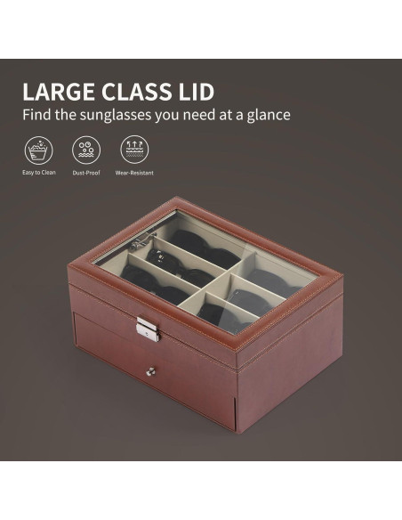 Caja de Almacenamiento de Gafas AUTOARK 16 Compartimentos Marrón