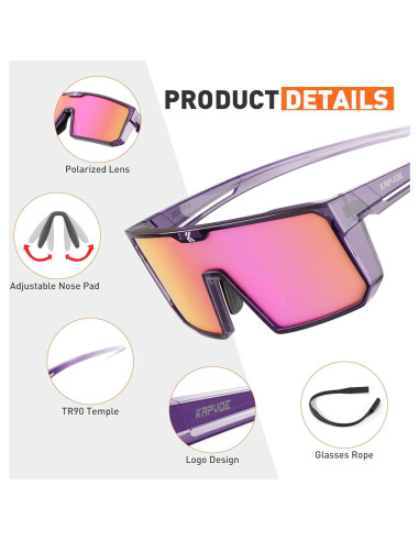 Gafas de Ciclismo KAPVOE Polarizadas UV400 para Deportes