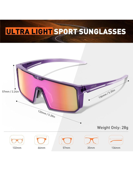 Gafas de Ciclismo KAPVOE Polarizadas UV400 para Deportes