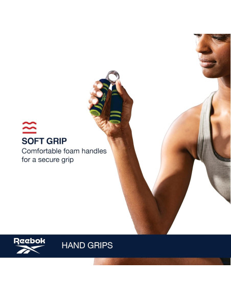 Agarradores de Mano Reebok 2-Pack, Entrenador de Fuerza, Azul/Lima