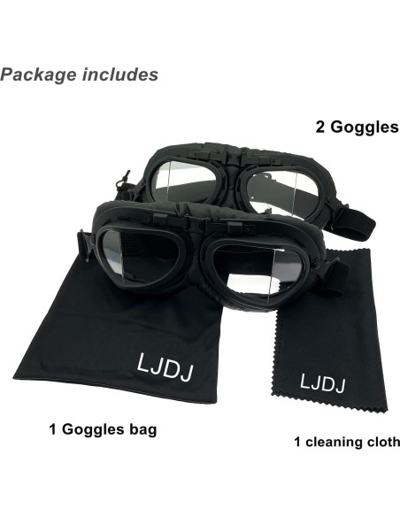 Gafas de Motocicleta Vintage LJDJ - 2 Paquetes Unisex