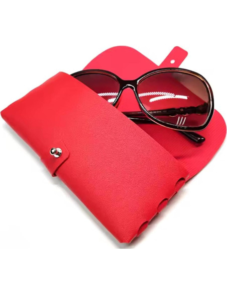 Estuche de Gafas de Cuero Onrtry Rojo con Hebilla