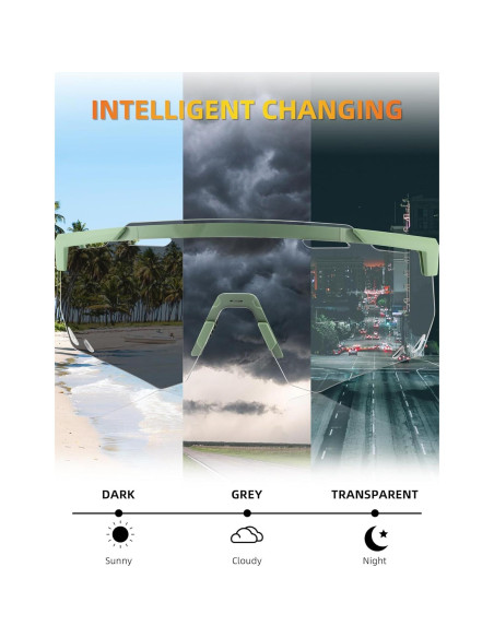 Gafas de Ciclismo ROCKBROS Photochromic UV Anti-vaho Verde