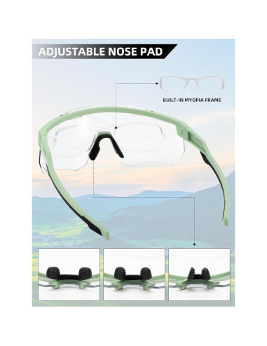 Gafas de Ciclismo ROCKBROS Photochromic UV Anti-vaho Verde