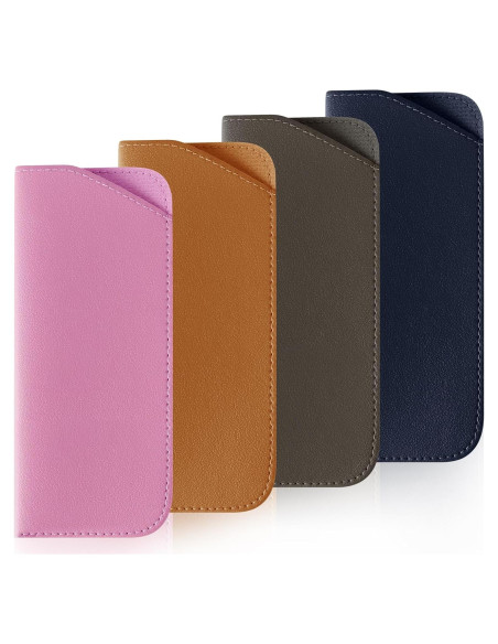 4 Fundas de Gafas Suaves de Cuero PU Multicolor Portátiles