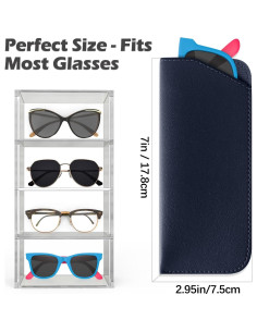 4 Fundas de Gafas Suaves de Cuero PU Multicolor Portátiles 2