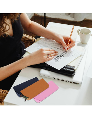 4 Fundas de Gafas Suaves de Cuero PU Multicolor Portátiles