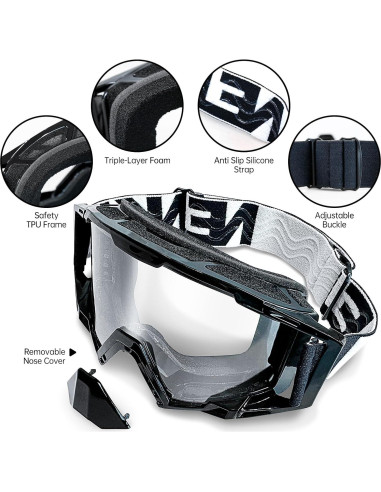 Gafas de Motocross con Cubierta para Nariz - MX ATV Adultos