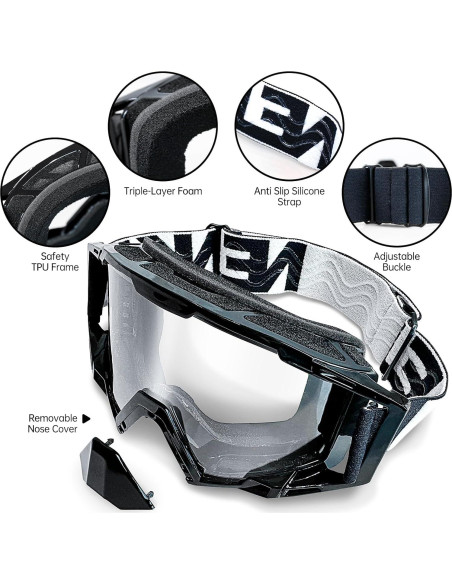 Gafas de Motocross con Cubierta para Nariz - MX ATV Adultos