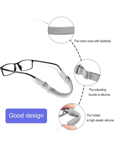 Correa Ajustable para Gafas LVVFit 4pcs Gris Nylon Silicona