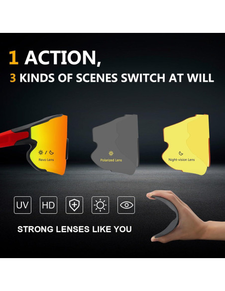 Gafas de sol deportivas OULAIQI 3 lentes intercambiables