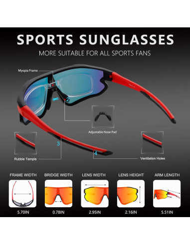 Gafas de sol deportivas OULAIQI 3 lentes intercambiables