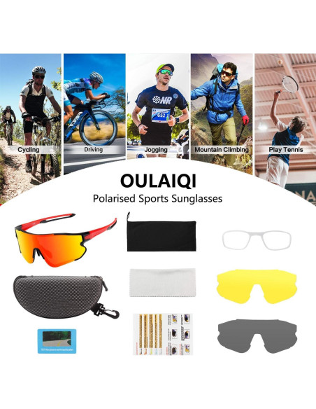 Gafas de sol deportivas OULAIQI 3 lentes intercambiables