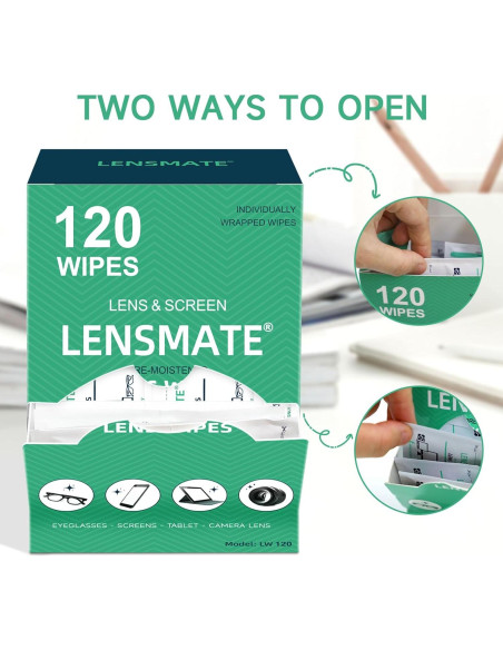 Toallitas de Limpieza Lensmate 120 Unidades Pre-humedecidas
