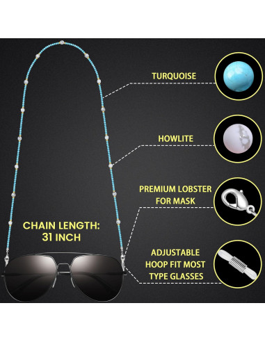 Cadena de Gafas Harmony - Soporte de Piedra Natural 78.74 cm